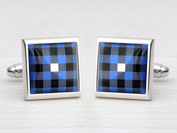 Blue Check Cufflinks