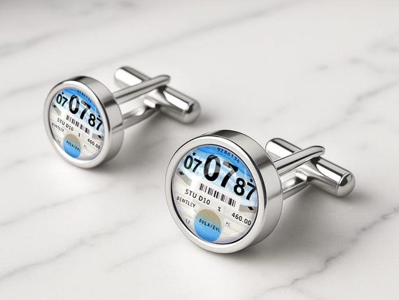 Personalised Tax Disc Cufflinks: Vintage Car Enthusiast Gift