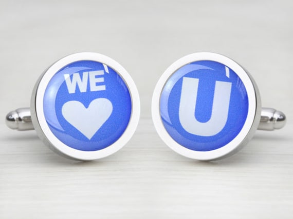 Azure Blue 'We Love You' Cufflinks