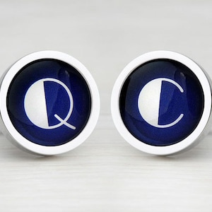 Abotoaduras com Monograma Inicial Personalizado - 2 Cores