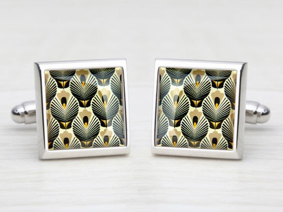 60's 'Hot Air Balloon' Black & Tan Cufflinks