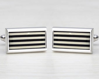 Black and White Humbug Striped Cufflinks