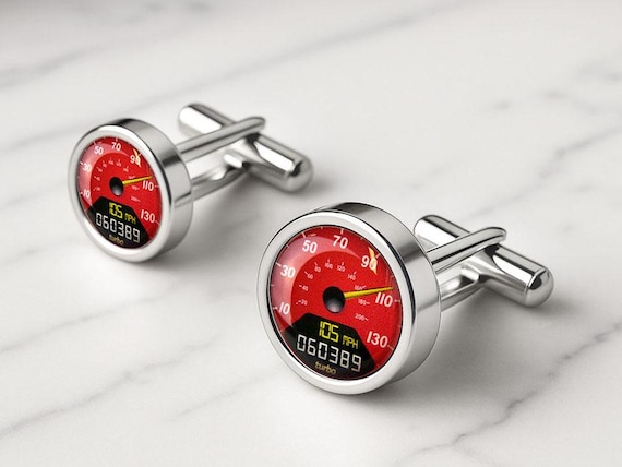 Digital Red Personalised Speedometer Cufflinks