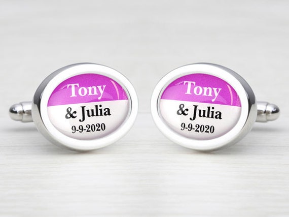 Magenta Pink Personalised Wedding Cufflinks