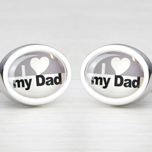 Graphite Grey &#39;I Love My Dad&#39; Cufflinks