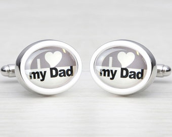 Graphite Grey 'I Love My Dad' Cufflinks