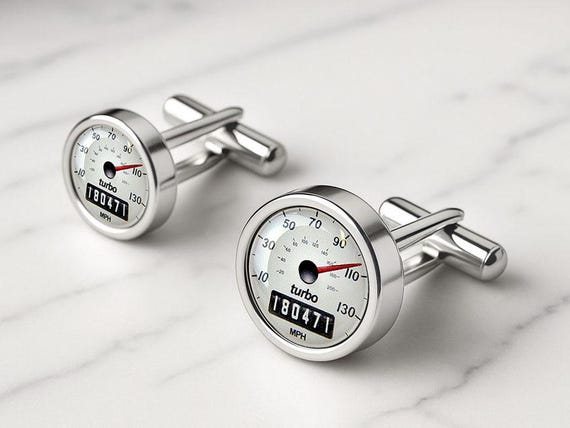 Sport White Personalised Speedometer Cufflinks