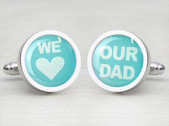 Aquamarine 'We Love Our Dad' Cufflinks