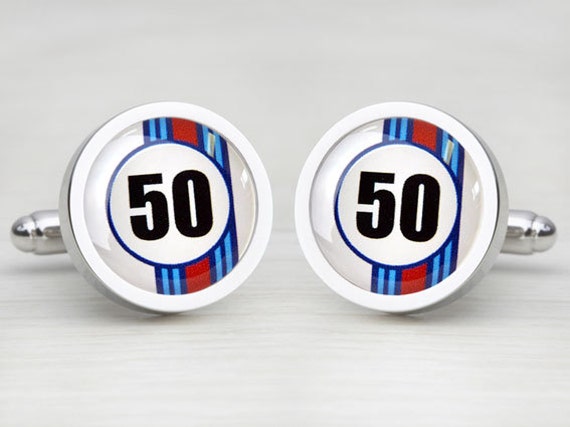 Personalised Race Car Number Cufflinks - Blue & Red