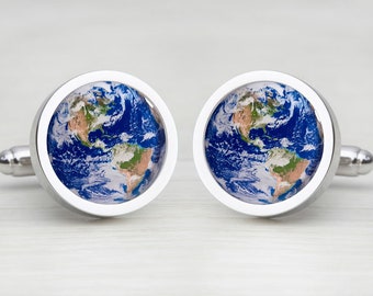 Celestial Planet Earth Astronomy Cufflinks