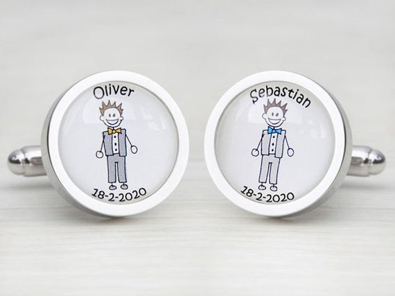 Civil Partnership Separate Character Personalised Wedding Cufflinks