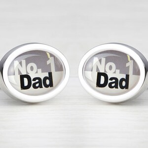 Grafiet Grijs &#39;Number One Dad&#39; Cufflinks