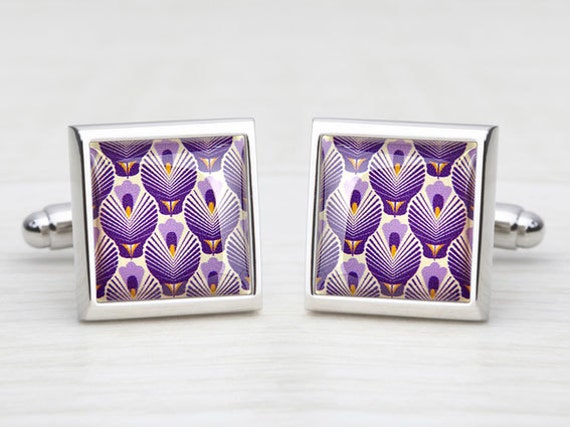60's 'Hot Air Balloon' Purple & Orange Cufflinks