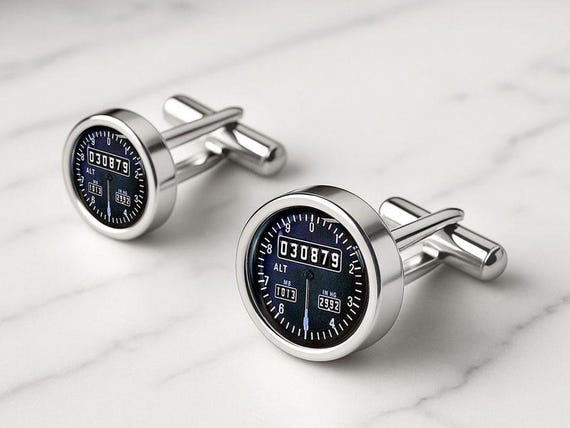 Personalised Airplane Altimeter Cufflinks