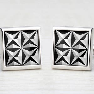 Monochrome Black & White Quadrant Star Cufflinks