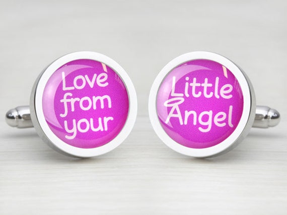Magenta Pink 'Love From Your Little Angel' Cufflinks