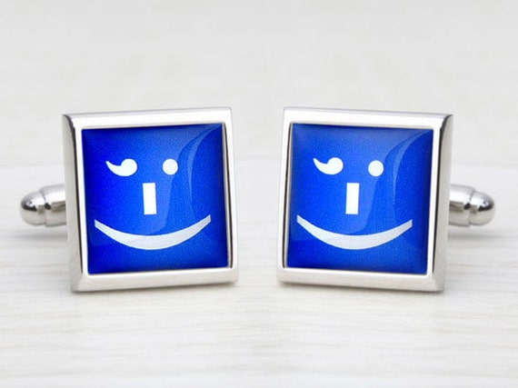Blue 'Cheeky Wink' Text-Speak Cufflinks