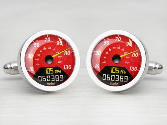 Digital Red Personalised Speedometer Cufflinks