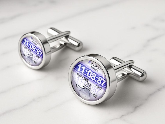 Personalised Tax Disc Cufflinks: 1987-1992 Vintage Car Lover Gift