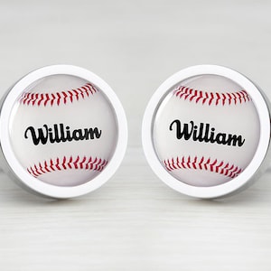 Personalised Baseball Cufflinks: Stainless Steel, Sports Fan Gift