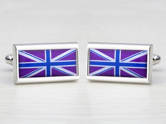 Deep Purple & Blue Union Jack Cufflinks