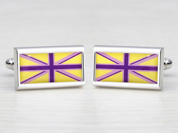 Yellow & Purple Union Jack Cufflinks