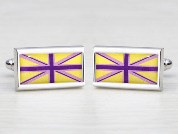 Yellow & Purple Union Jack Cufflinks