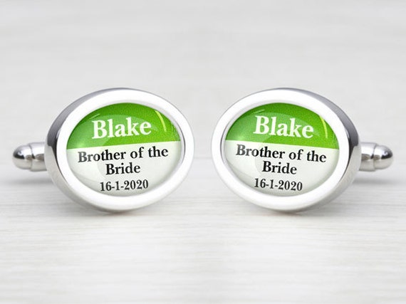 Emerald Green Personalised Wedding Cufflinks