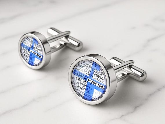 Personalised Tax Disc Cufflinks pre 1960's