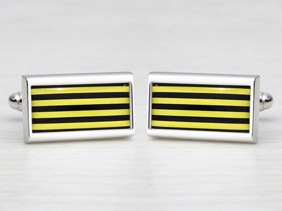 Black & Yellow Humbug Striped Cufflinks
