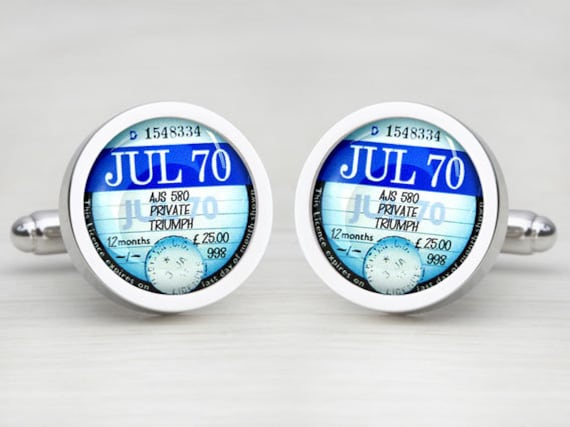 Personalised Tax Disc Cufflinks 1961 to 1977
