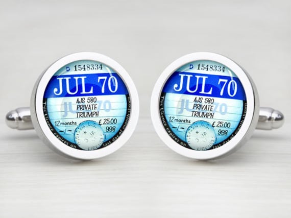 Personalised Tax Disc Cufflinks 1961 To 1977