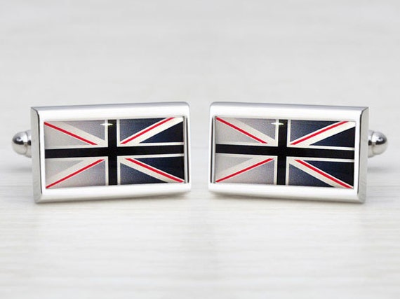 Black-Fade Union Jack Cufflinks With Red Detail