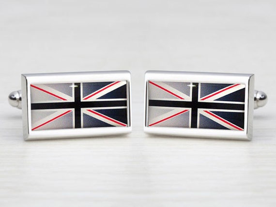 Black-Fade Union Jack Cufflinks with Red Detail
