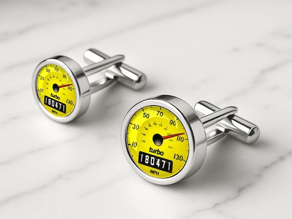 Sport Yellow Personalised Speedometer Cufflinks
