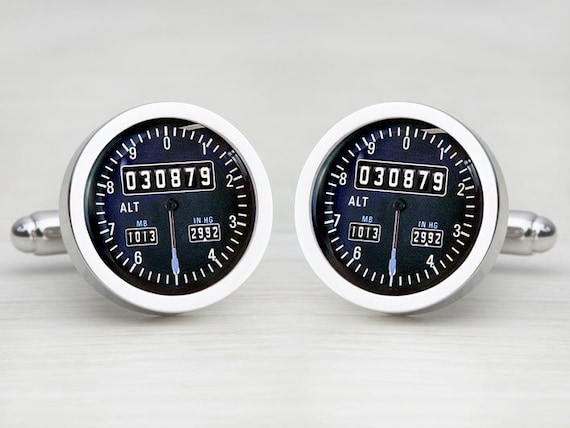 Personalised Airplane Altimeter Cufflinks