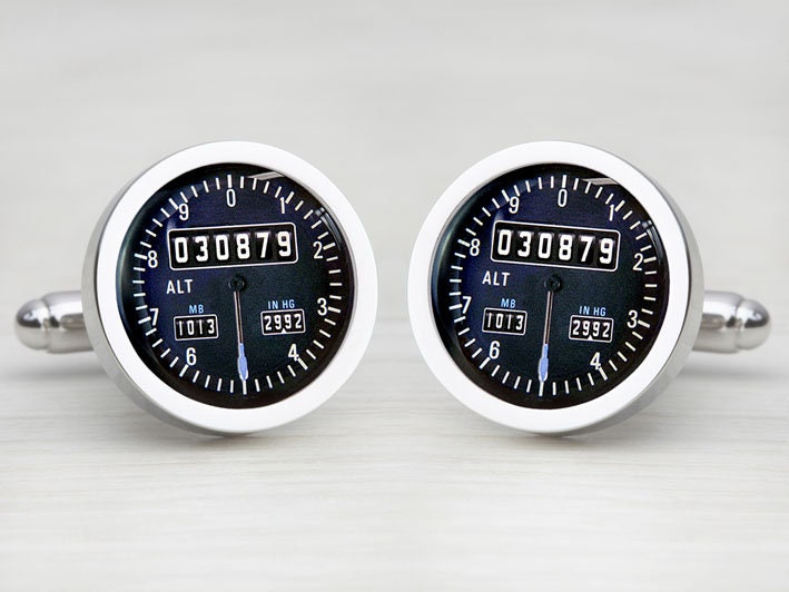 Personalised Airplane Altimeter Cufflinks