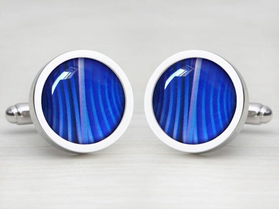 Blue 'Mystique' Round Cufflinks