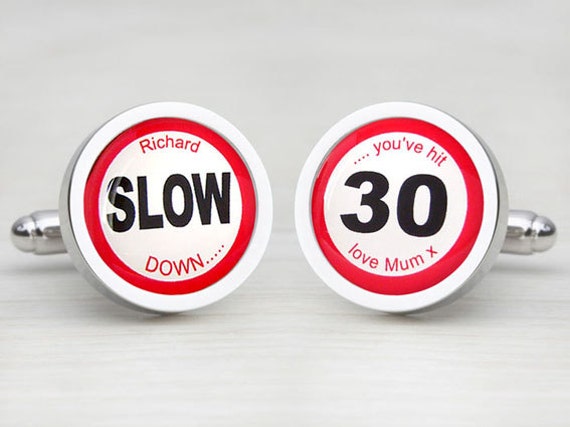 Birthday Road/Speed Sign Personalised Cufflinks