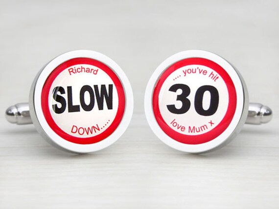 Birthday Road/Speed Sign Personalised Cufflinks