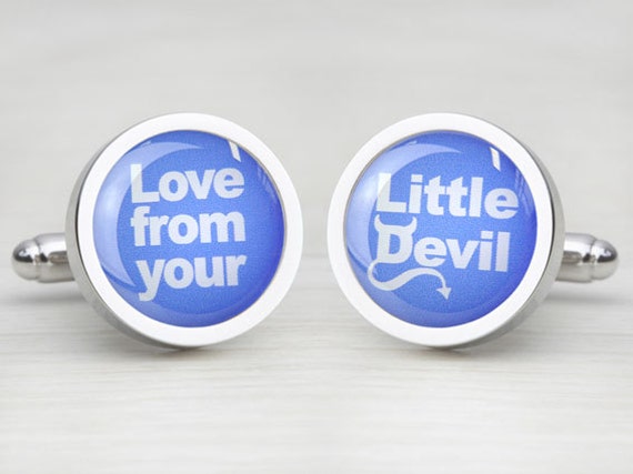 Azure Blue 'Love From Your Little Devil' Cufflinks