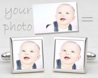 New Dad Personalized Photo Cufflinks - Baby, Kids, Children Photo for Fathers