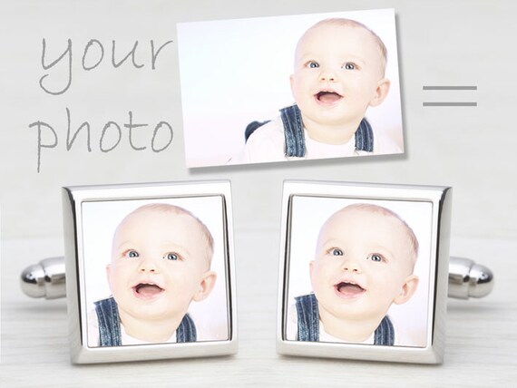 New Dad Personalized Photo Cufflinks - Baby, Kids, Children Photo for Fathers
