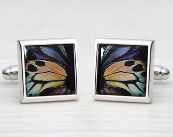 Shades of Autumn Butterfly Wing Print - Square Cufflinks