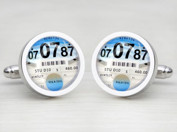 Personalised Tax Disc Cufflinks, Car Enthusiast Gift, Wedding Cufflinks, Birthday Present, Unique Jewellery