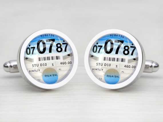 Personalised Tax Disc Cufflinks, Car Enthusiast Gift, Wedding Birthday Present, Unique Jewellery