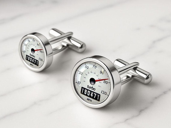 Sport White Personalised Speedometer Cufflinks