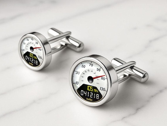 Digital White Personalised Speedometer Cufflinks