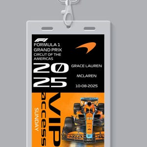 McLaren Formel 1 VIP Pass Vorlage - Sofortiger Download, anpassbares ID-Abzeichen