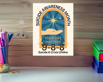 Poster di sensibilizzazione sulla salute mentale – 988 – Progetti per la prevenzione del suicidio (download digitale)